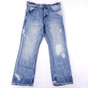 American Eagle Distressed Bootcut Button Fly Jeans 32/30 Blue
